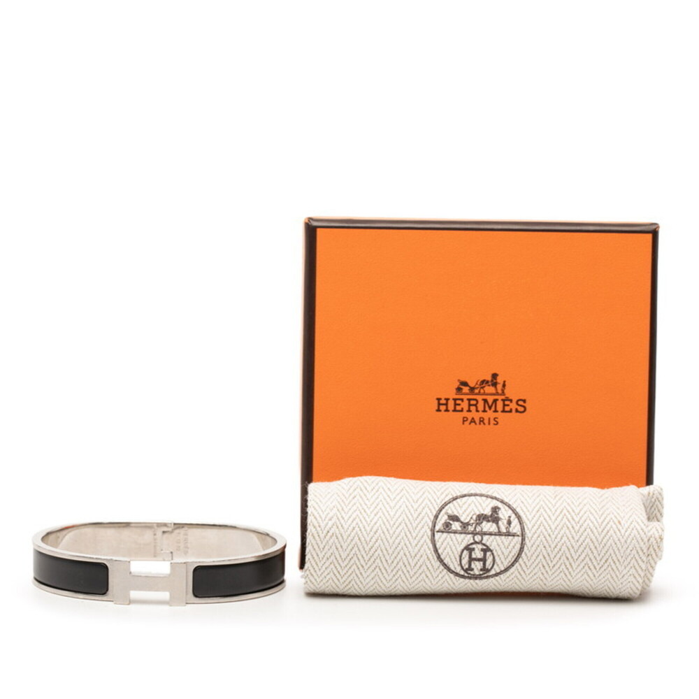 Hermes Click H PM Bangle Bracelet, Silver, Black Metal, Women's - Picture 5 of 5